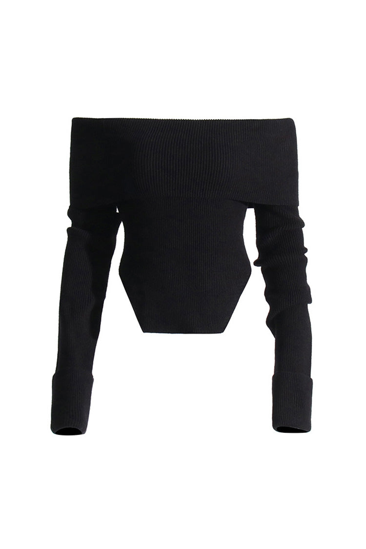 Rosedress Off Shoulder Ribbed Knit Sweater with Side Slits