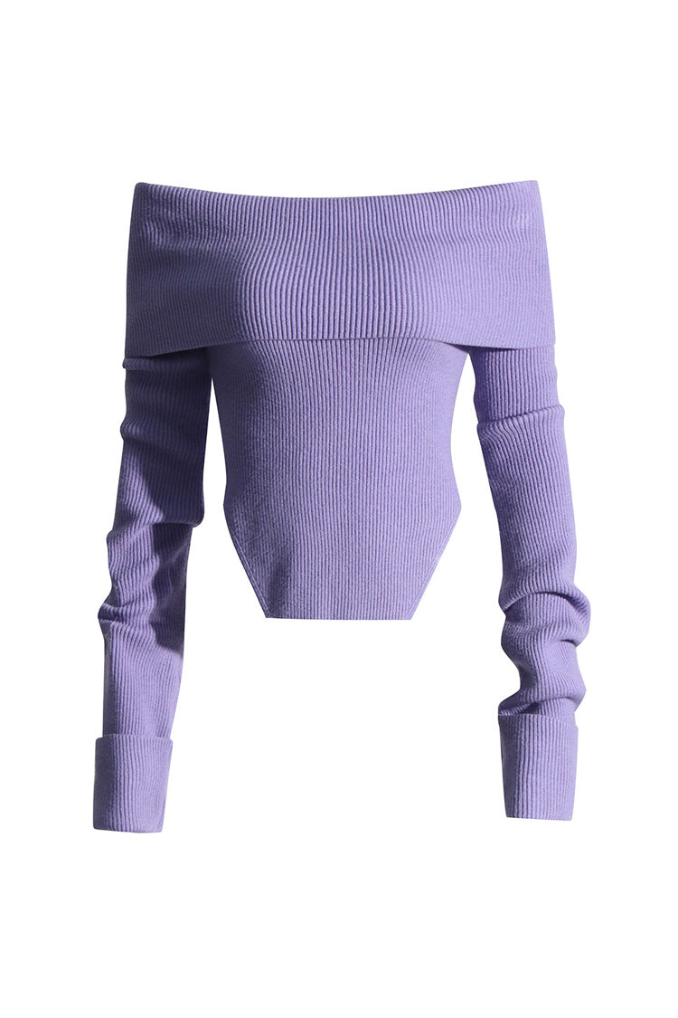 Rosedress Off Shoulder Ribbed Knit Sweater with Side Slits