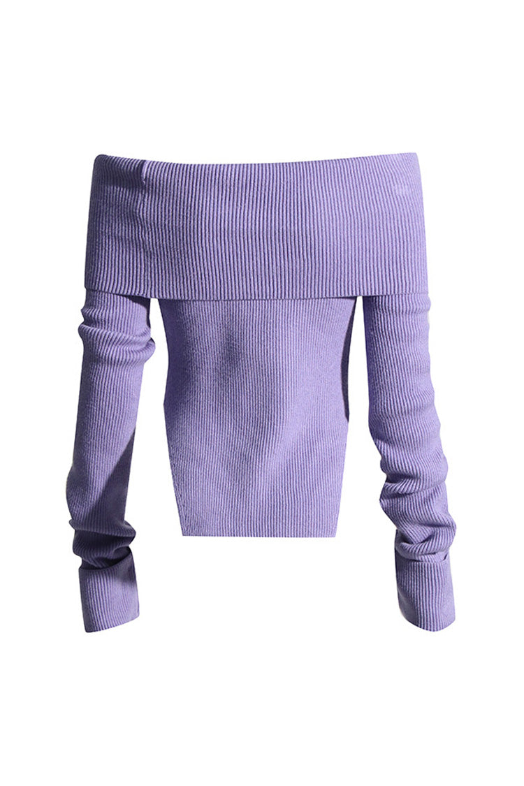Rosedress Off Shoulder Ribbed Knit Sweater with Side Slits