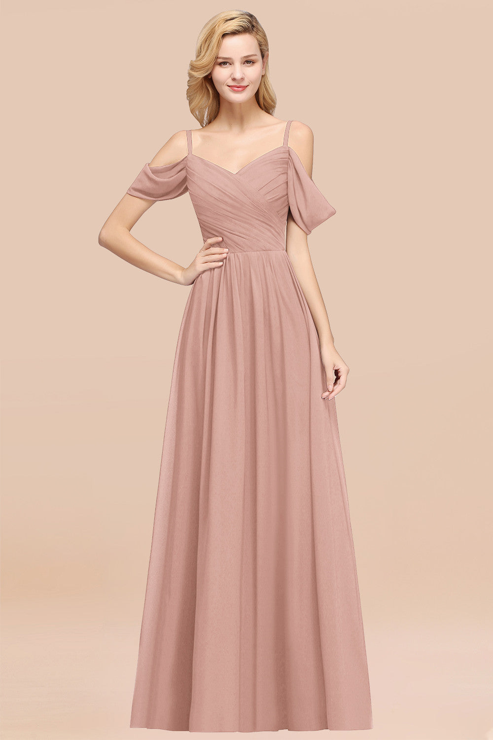 Chic Off-the-shoulder Burgundy Bridesmaid Dresses with Spaghetti Straps - Fashionpara