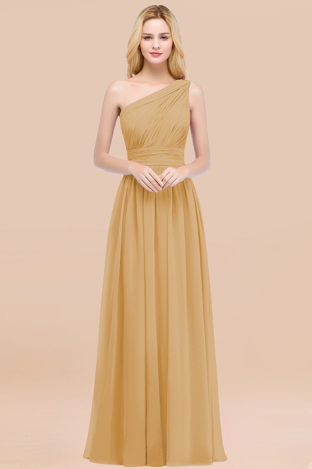 Chic One-shoulder Sleeveless Burgundy Chiffon Bridesmaid dresses - Fashionpara
