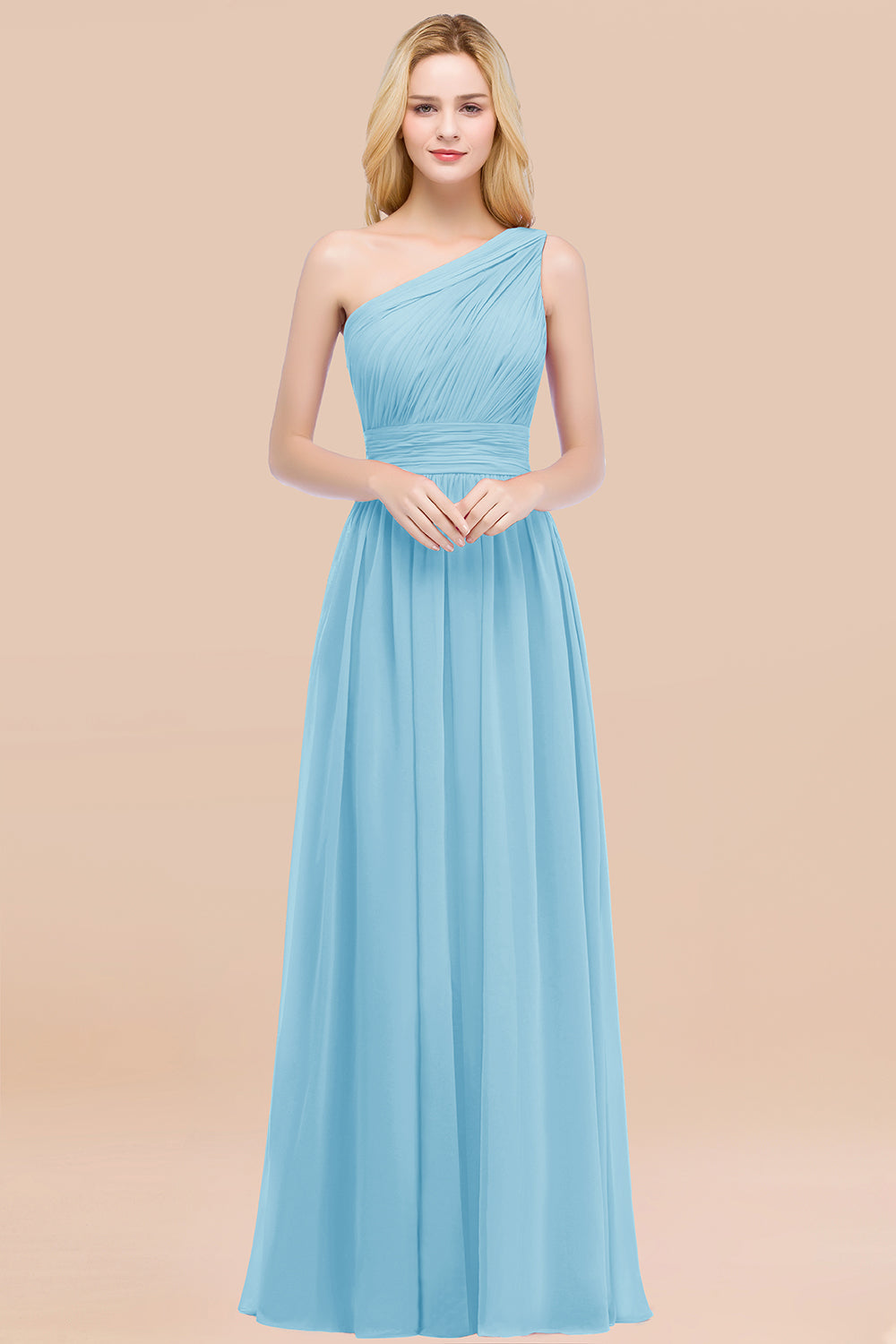 Chic One-shoulder Sleeveless Burgundy Chiffon Bridesmaid dresses - Fashionpara