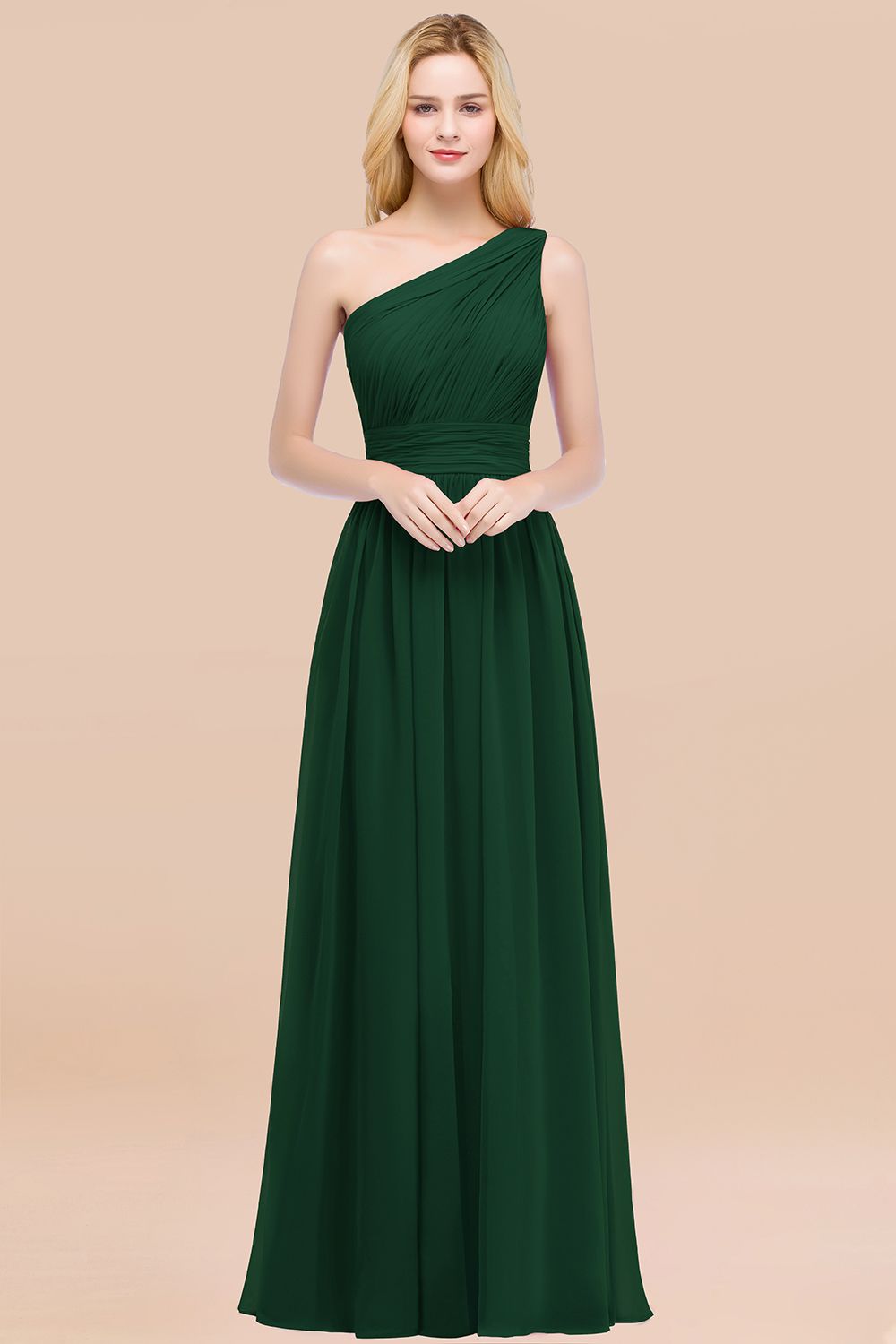 Chic One-shoulder Sleeveless Burgundy Chiffon Bridesmaid dresses - Fashionpara