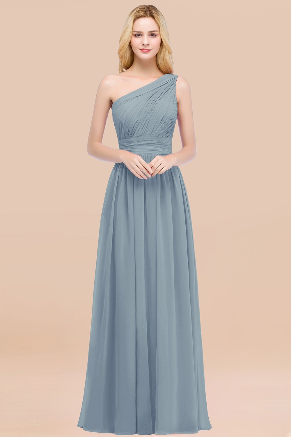 Chic One-shoulder Sleeveless Burgundy Chiffon Bridesmaid dresses