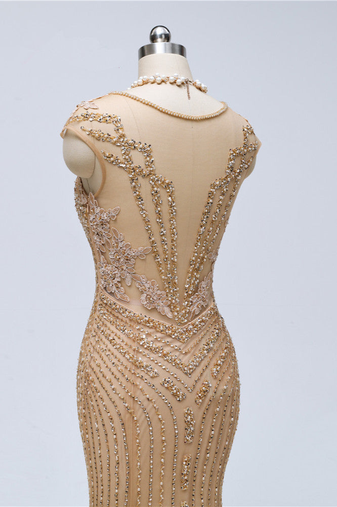 Chic V-Neck Sleeveless Mermaid Prom Dresses with Appliques Beadings - Fashionpara
