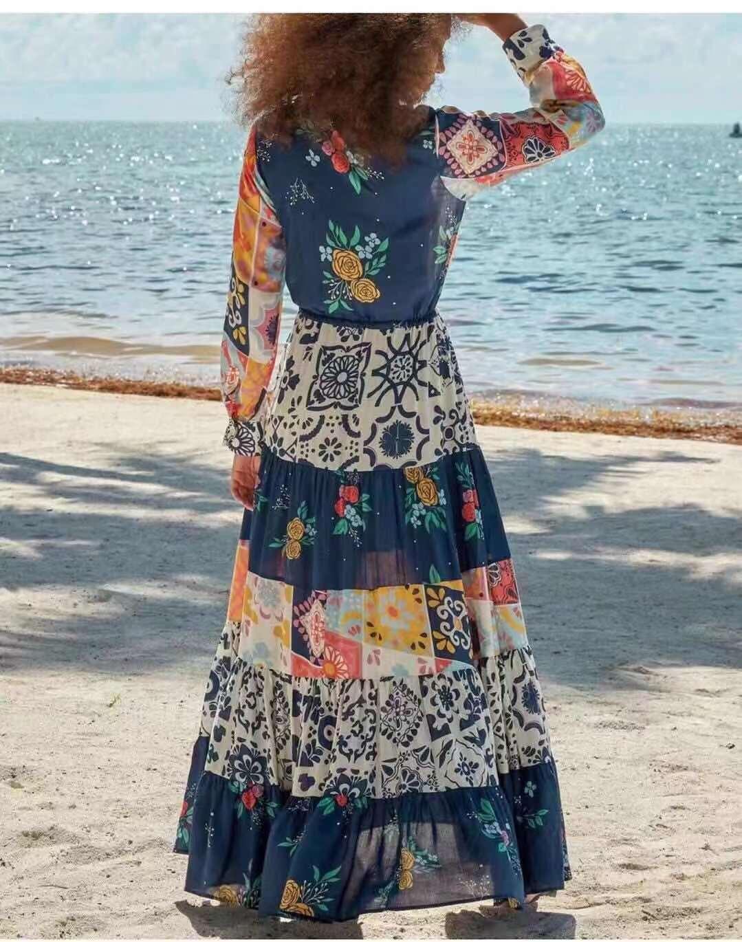 KittenAlarm - Choire Allover Print Maxi A-line Dress