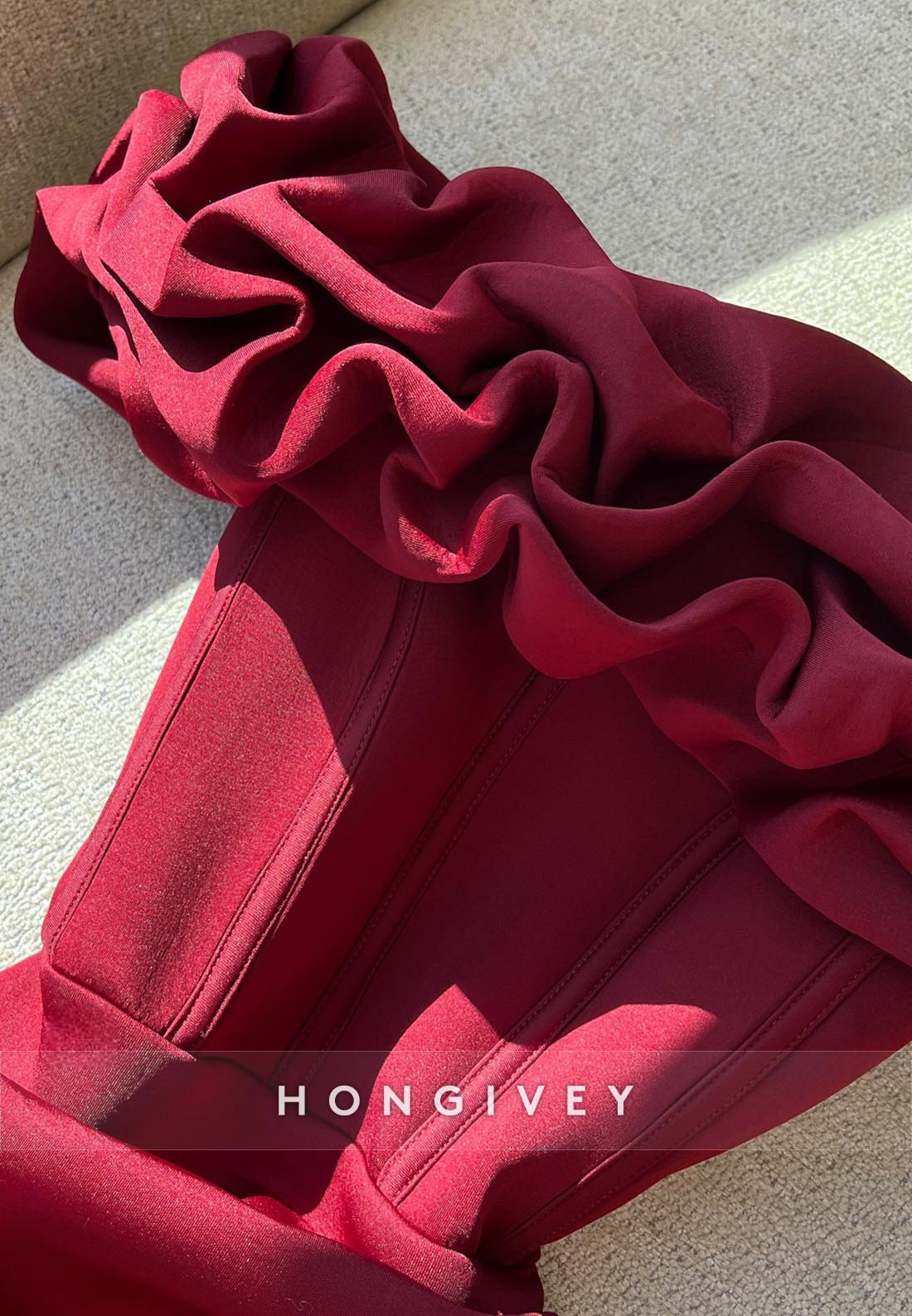 Red Short Sheath Off the Shoulder Party Dresses Pleated Homecoming Dresses