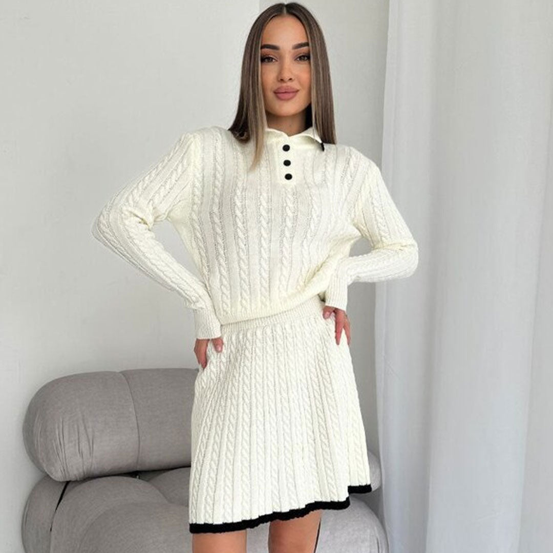 Trendy & Unique College Knit Sweater Mini Skirt Set