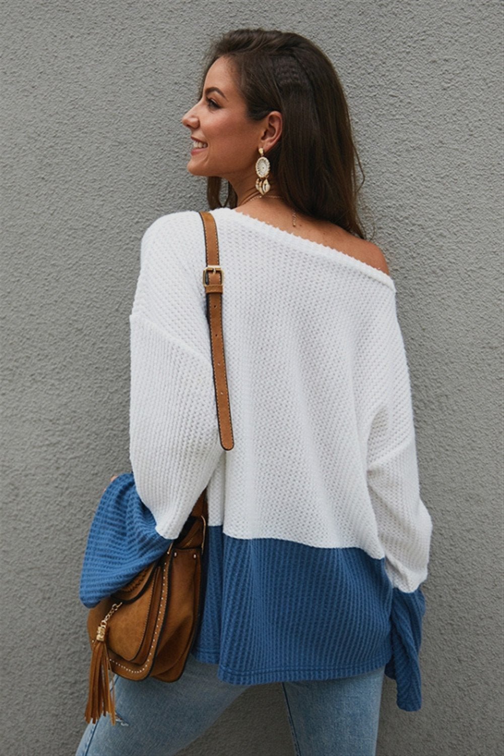 Color Block Flare Sleeve Sweater for Effortless Style