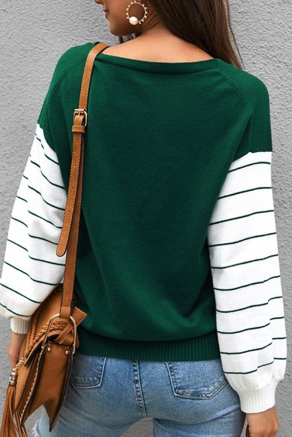 Color Block Lantern Sleeve Sweater for Effortless Style