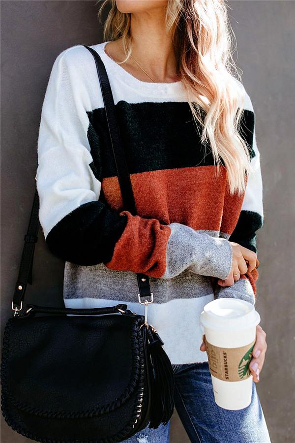 RadyRin Color Block Leisure Sweater for Effortless Style