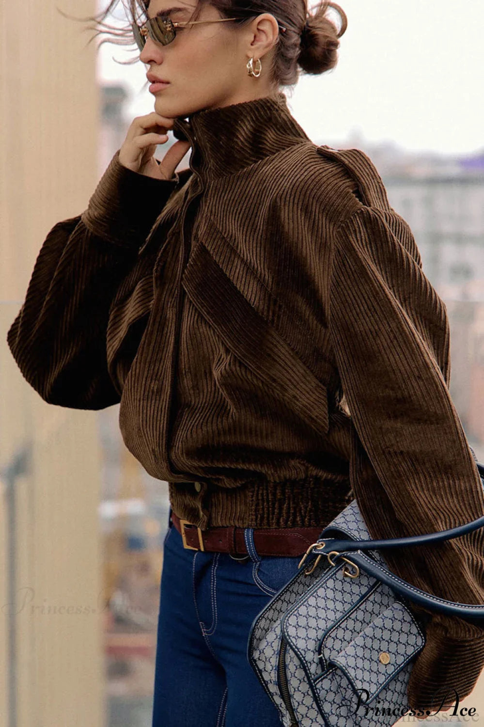 Elegant Corduroy Biker Coat for Casual Chic Style