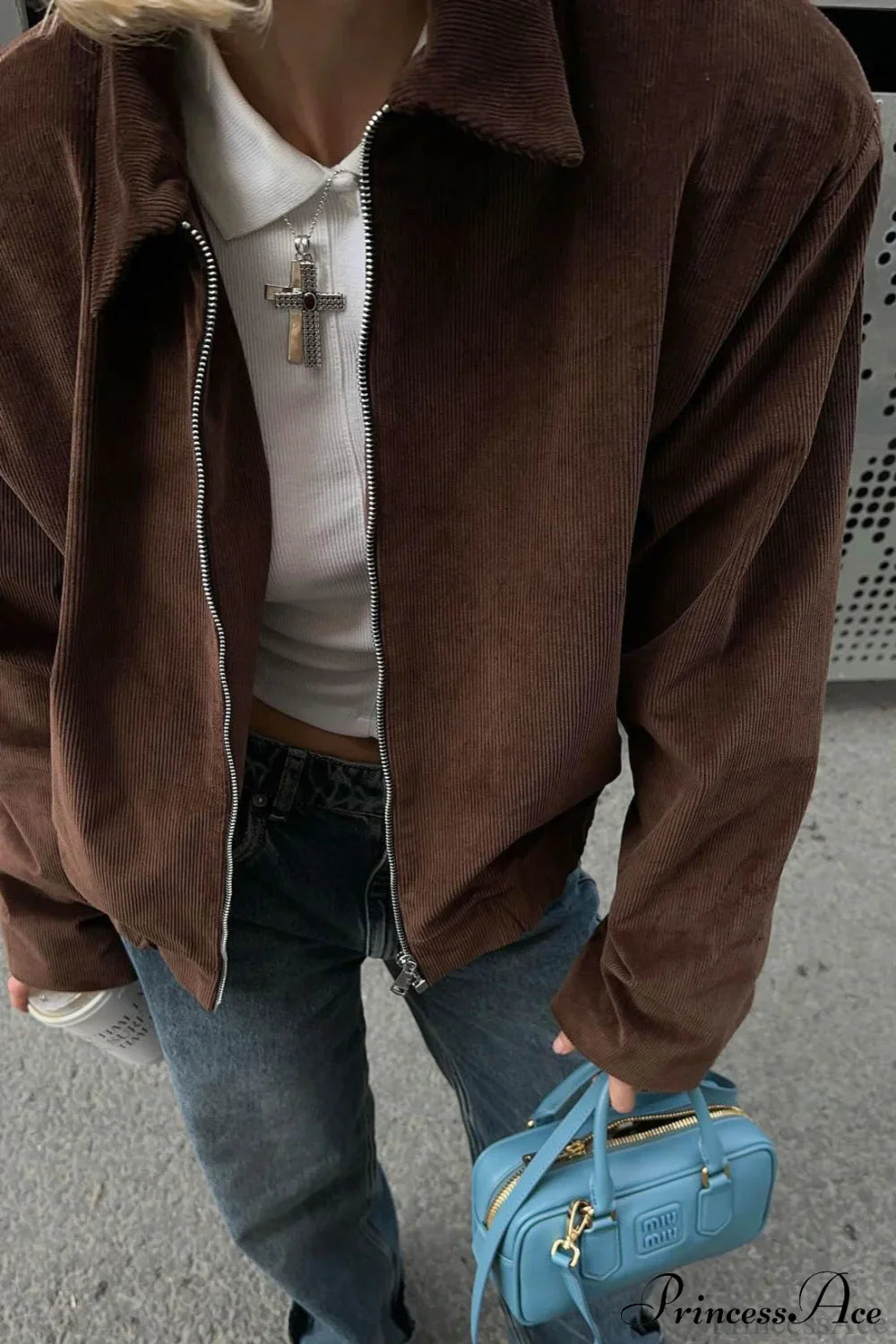 Retro Corduroy Collared Jacket Coat for Stylish Comfort