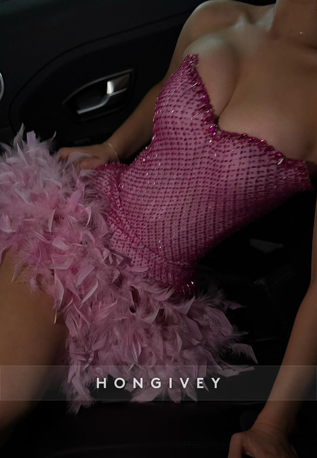 Feather Homecoming Dresses Mini Sweetheart Beading Party Dresses