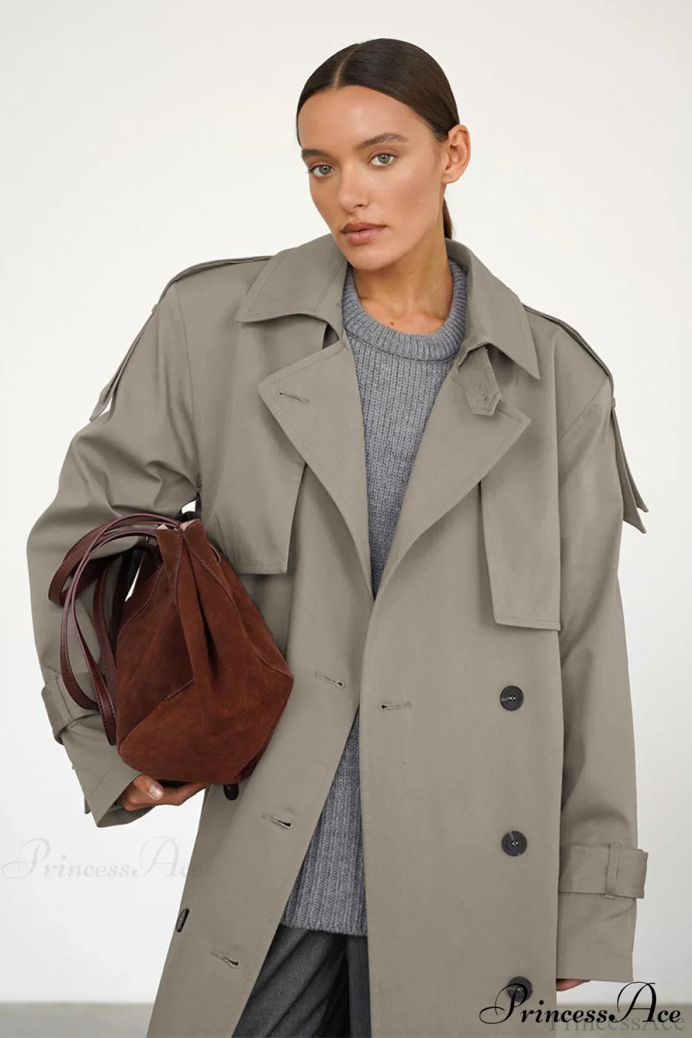 Elegant Cotton Belted Oversized Long Trench Overcoat