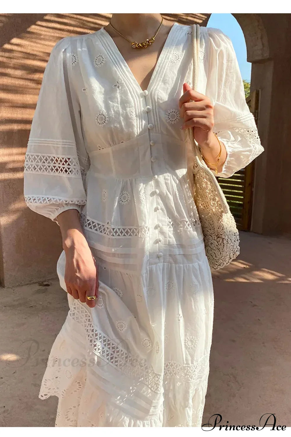 Cotton Floral V-neck Slim Summer Boho Dress