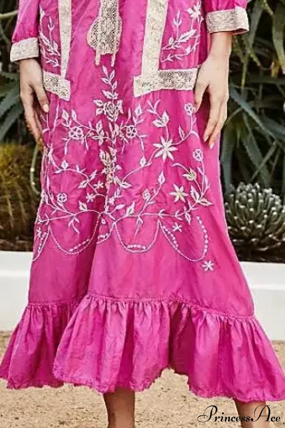 Cotton Rayon Long Sleeve Boho Dress