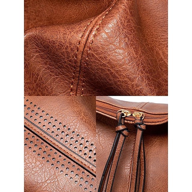 Set Leather Bag Hobo with Matching Wallet Faux