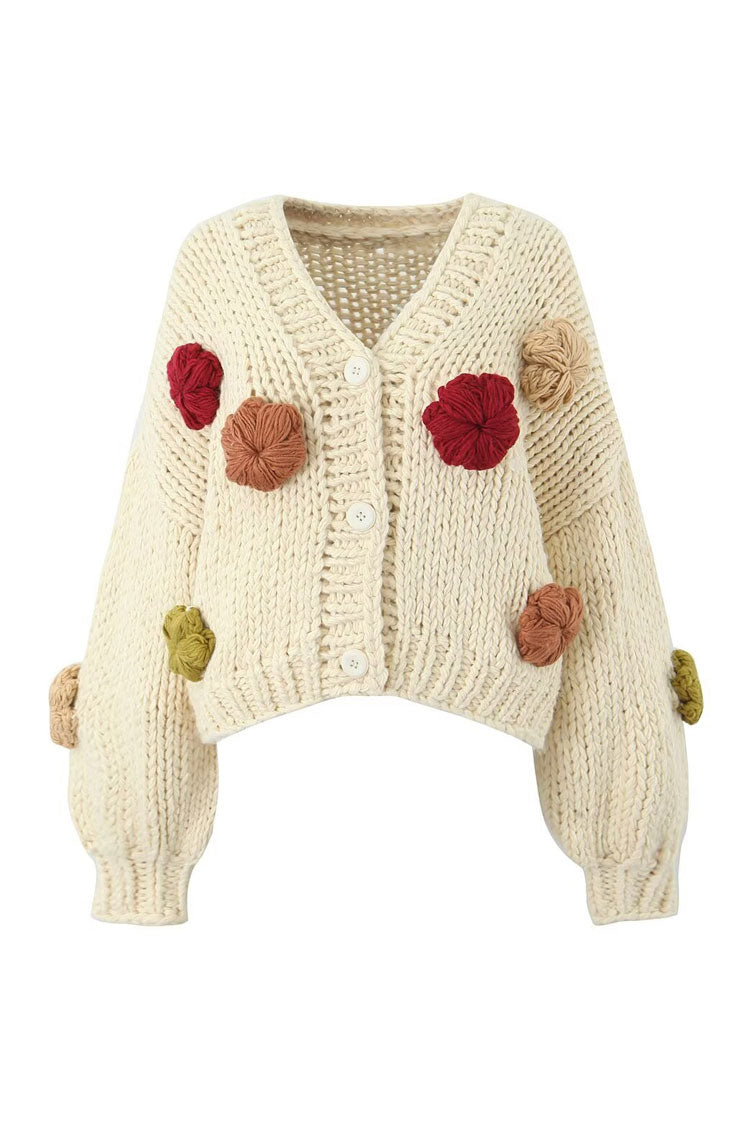 Rosedress 3D Flower Chunky Yarn Winter Knit Cardigan