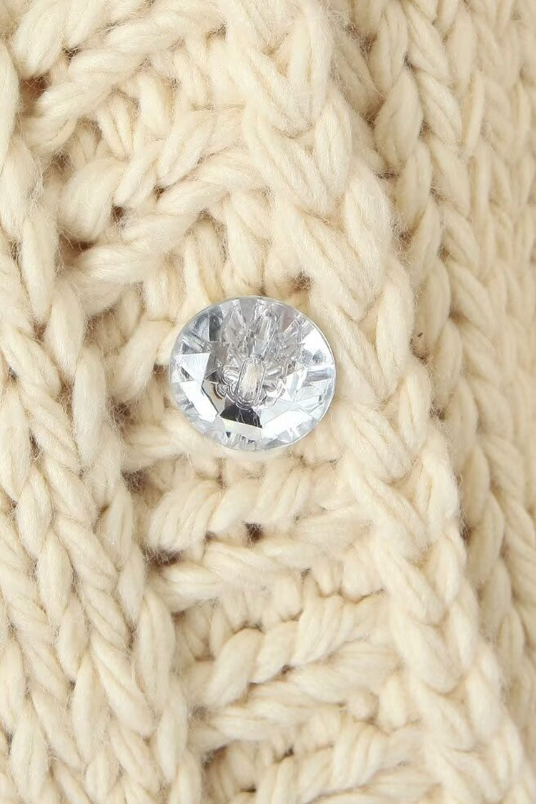 Handmade Chunky Yarn Heart Button-Up Cardigan by Rosedress