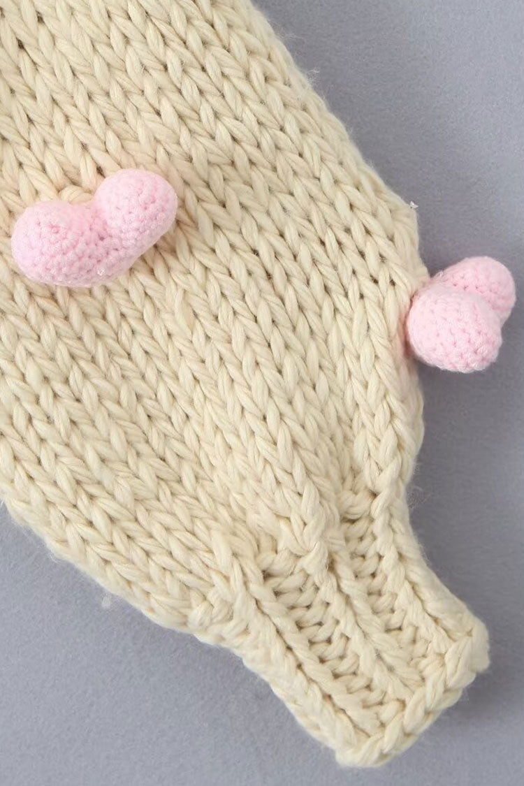 Handmade Chunky Yarn Heart Button-Up Cardigan by Rosedress