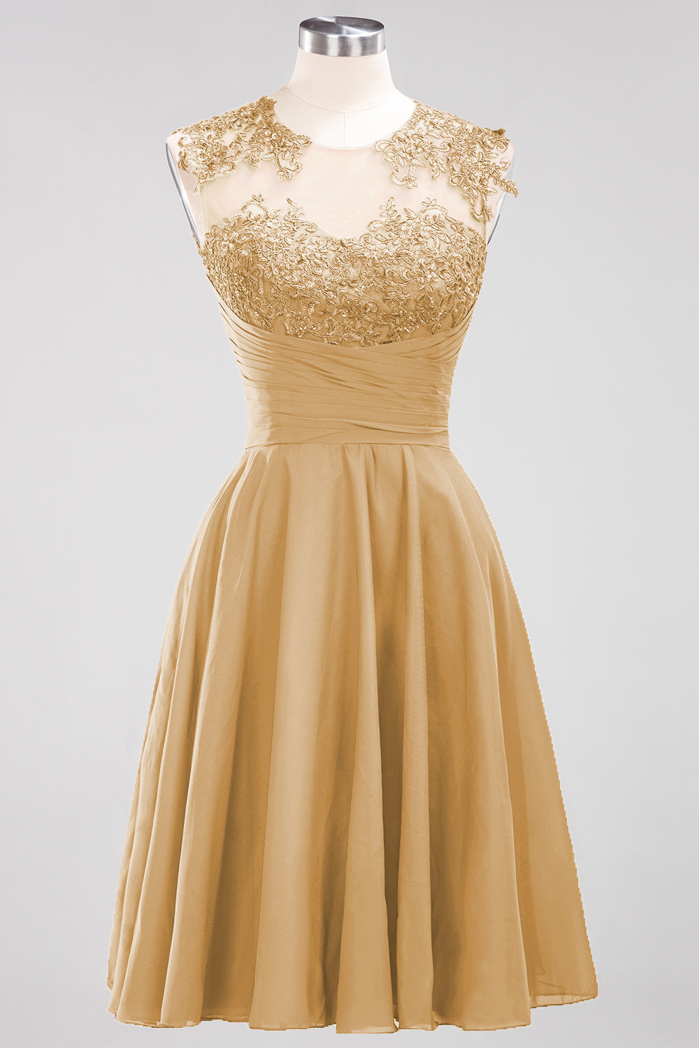 Cute Chiffon Round Neck Short Burgundy Bridesmaid dresses with Appliques - Fashionpara