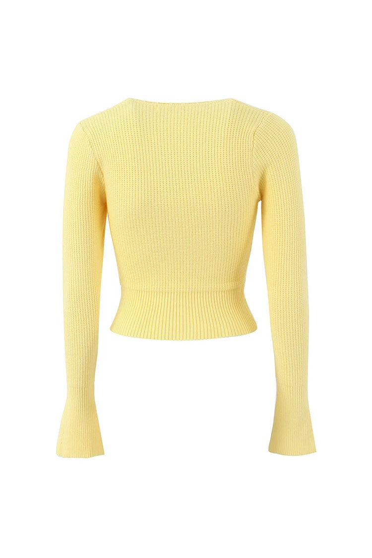 Rosedress Floral Embroidery Long Sleeve Knit Crop Sweater