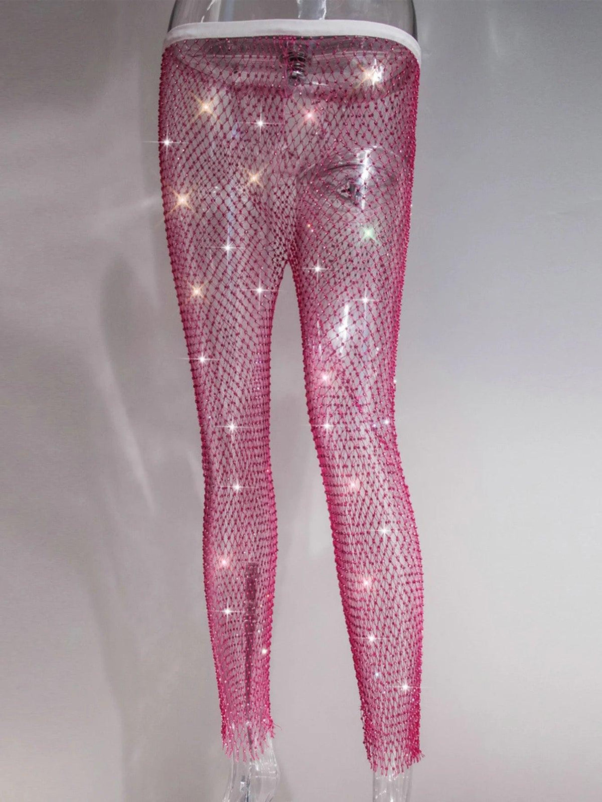 KittenAlarm - Cynthia Rhinestone Mesh Pants