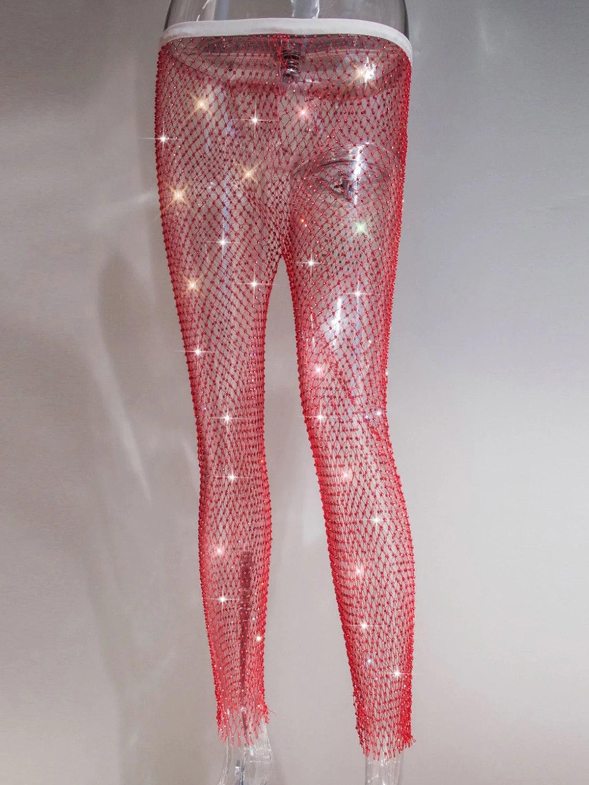 KittenAlarm - Cynthia Rhinestone Mesh Pants
