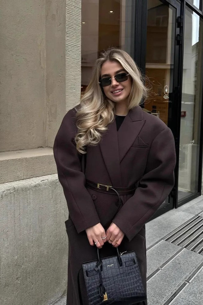 Elegant Double-Breasted Long Overcoat for Timeless Style