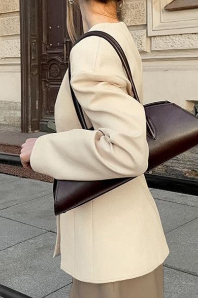 Elegant V Neck Fitted Blazer Jacket