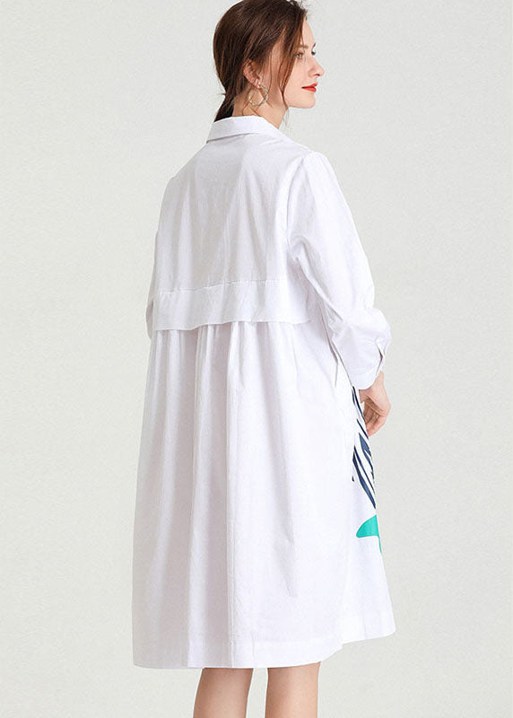 Color Block Graphic Print Collared Button Down Shirt Dress - View 4