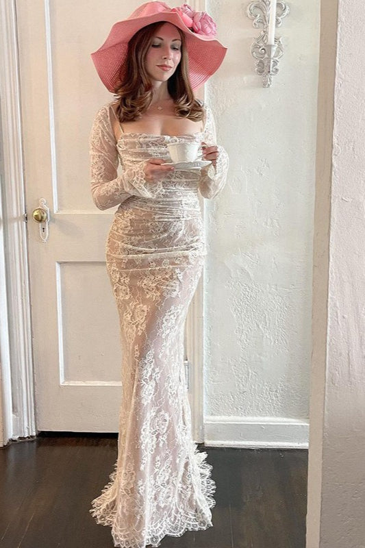 Elegant Crochet Strap Lace Dress