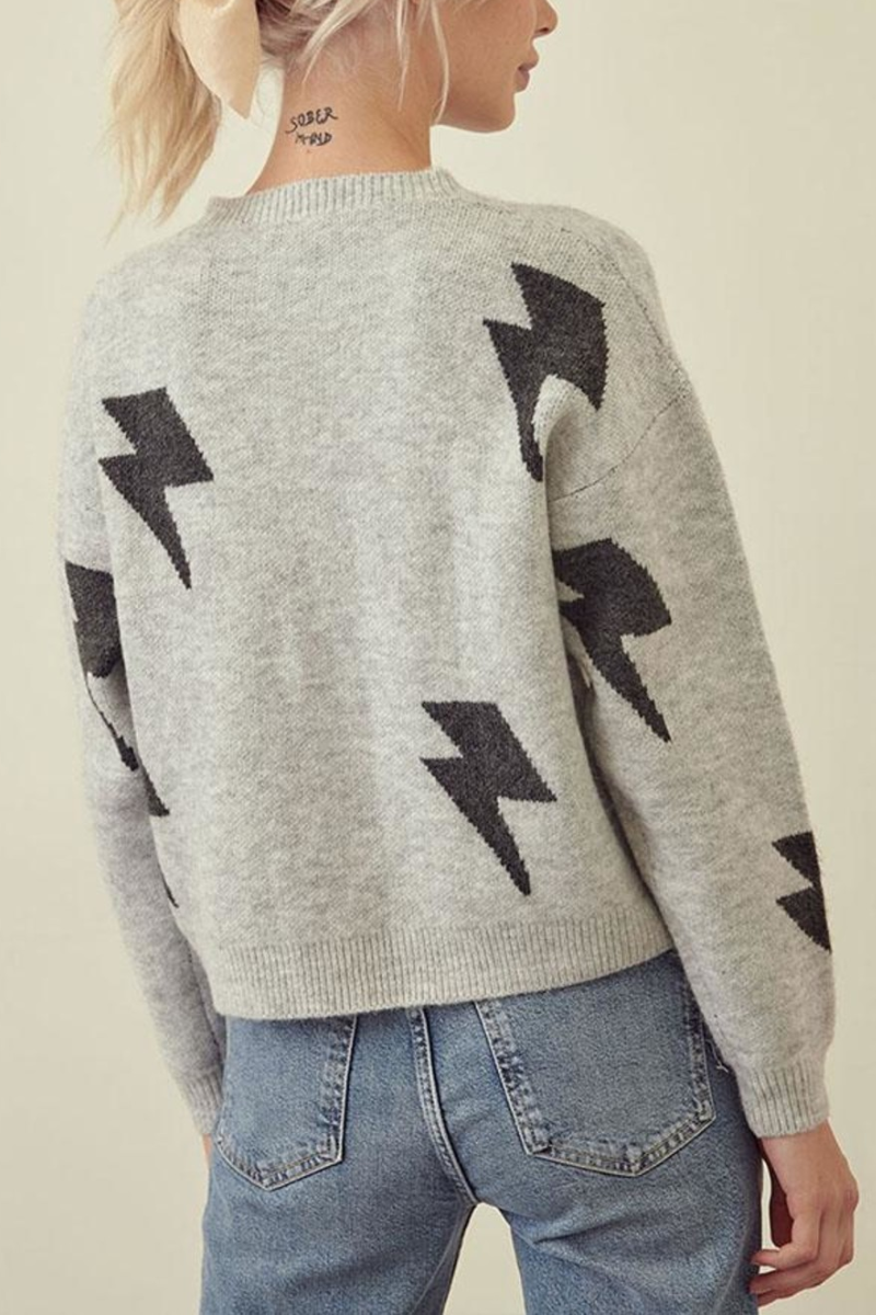 O Neck Lightning Print Sweater (3 Colors)