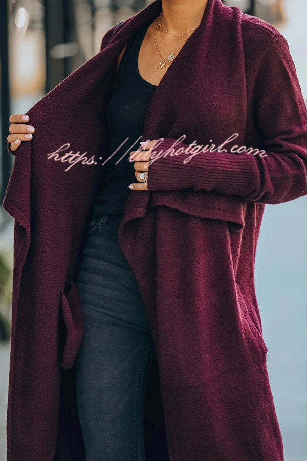 Lady Rin Oversized Drape Neckline Knit Cardigan for Comfort