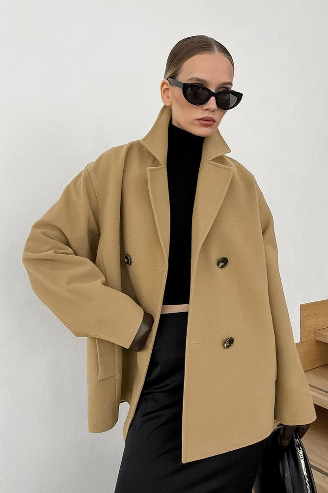 Thick Brown Double Breasted Wool Jacket