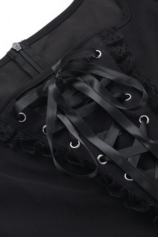 Square Neck Tie Gothic Dress