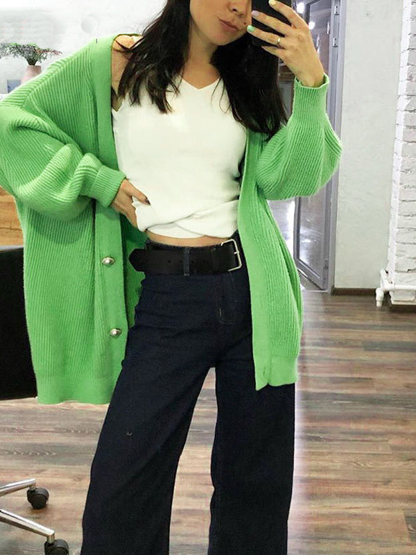 Chic Solid Loose Knit Cardigan for Effortless Style