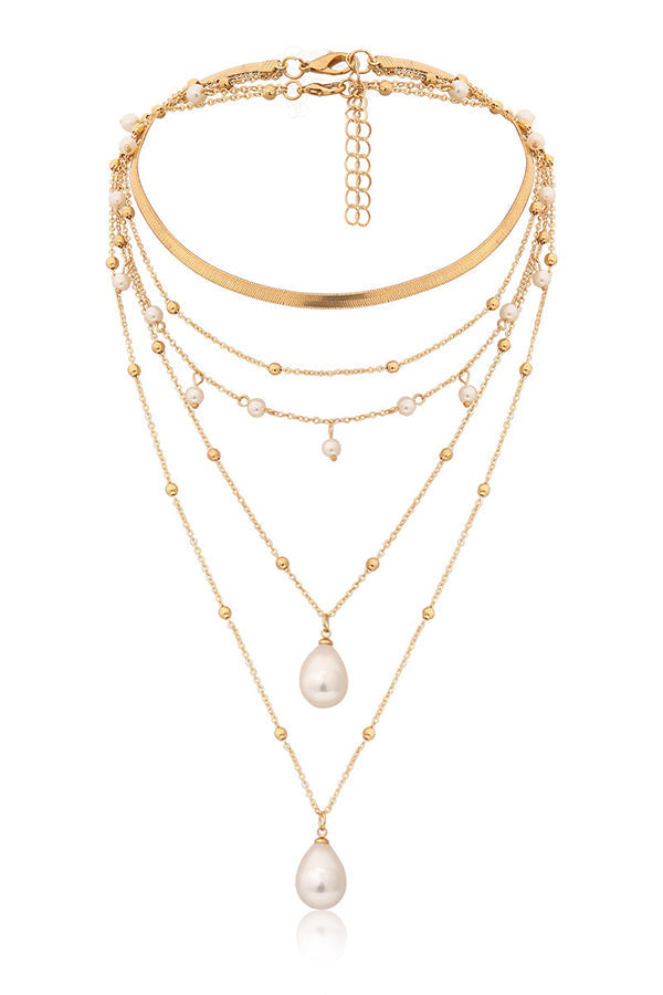 Vintage Chain Imitation Pearl Necklace