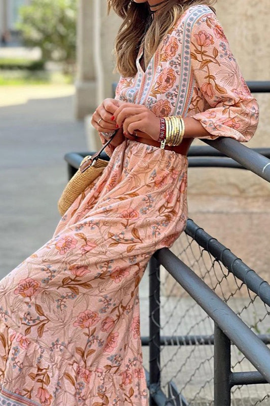 Bohemian Floral Print Maxi Dress
