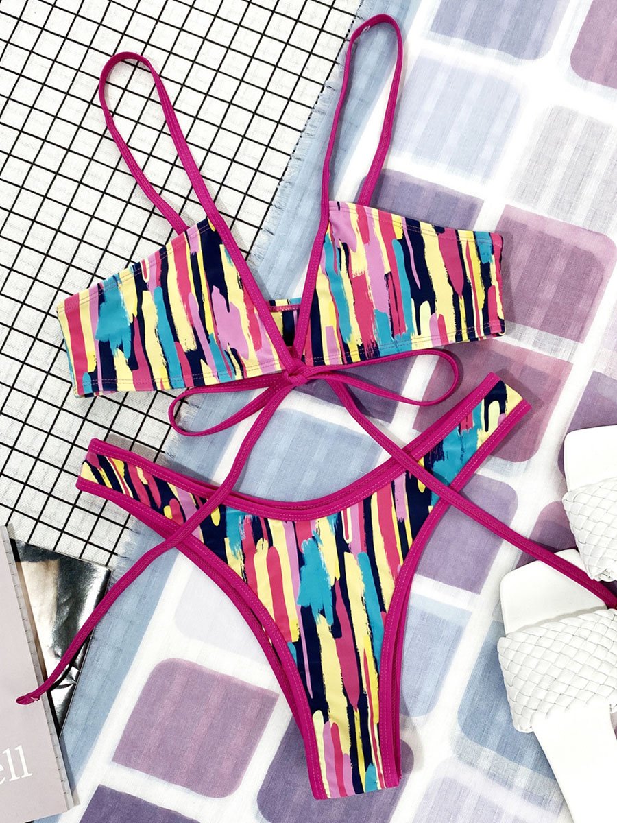 Bandage Printed Bikini - Fashionpara