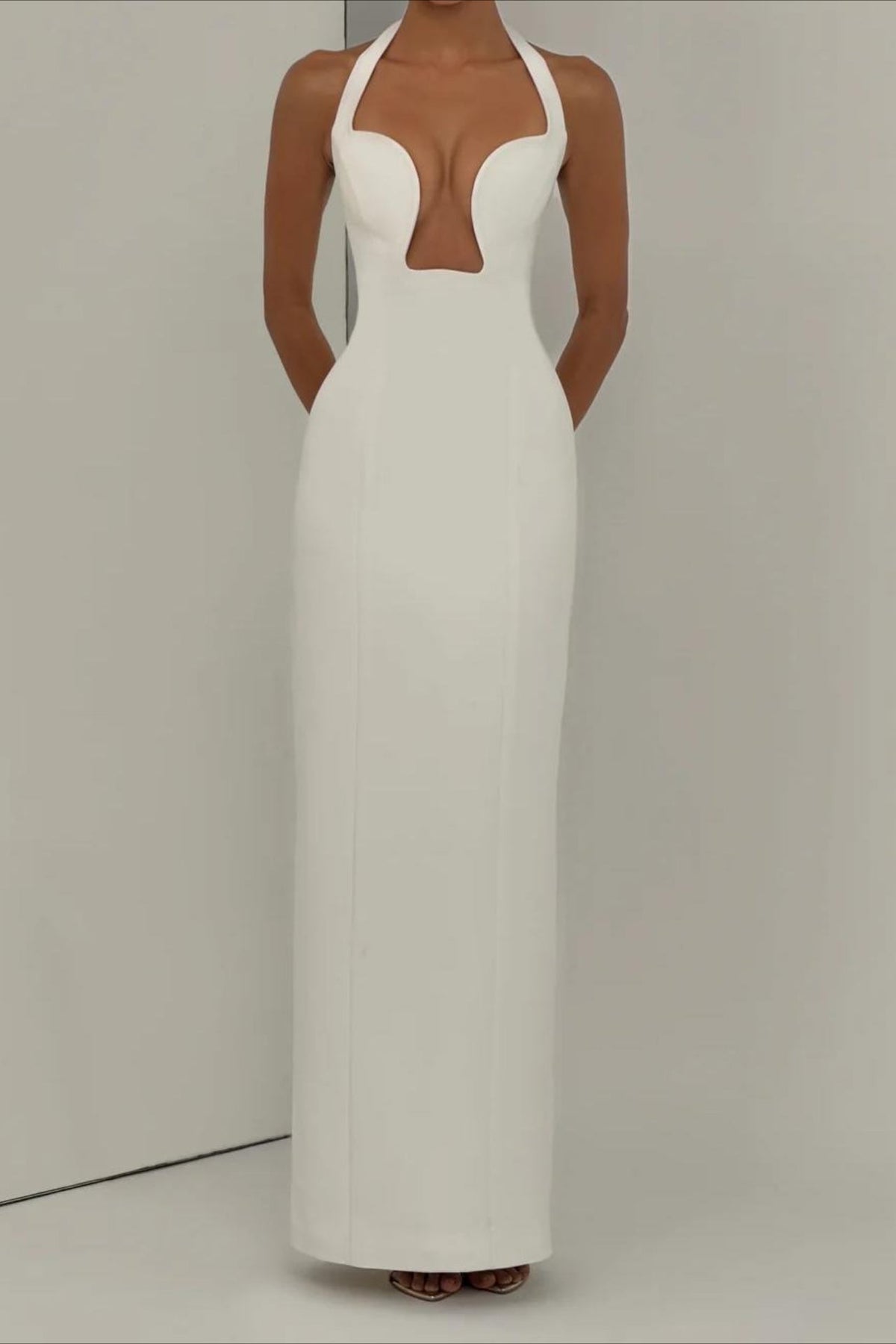 Halter Low Cut Cutout Maxi Party Dress