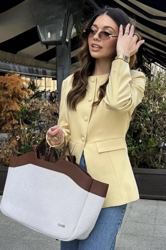Slim O-Neck Long Jacket
