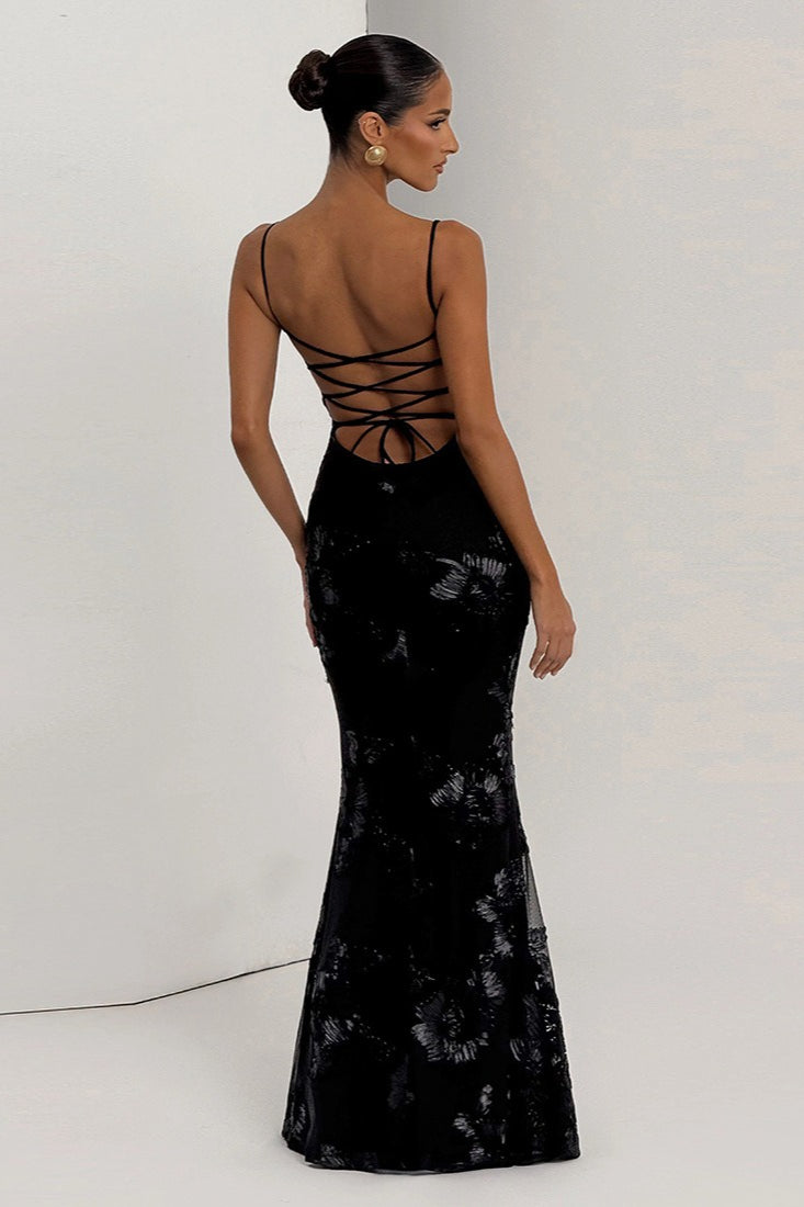 Chic Open-Back Maxi Party Dress