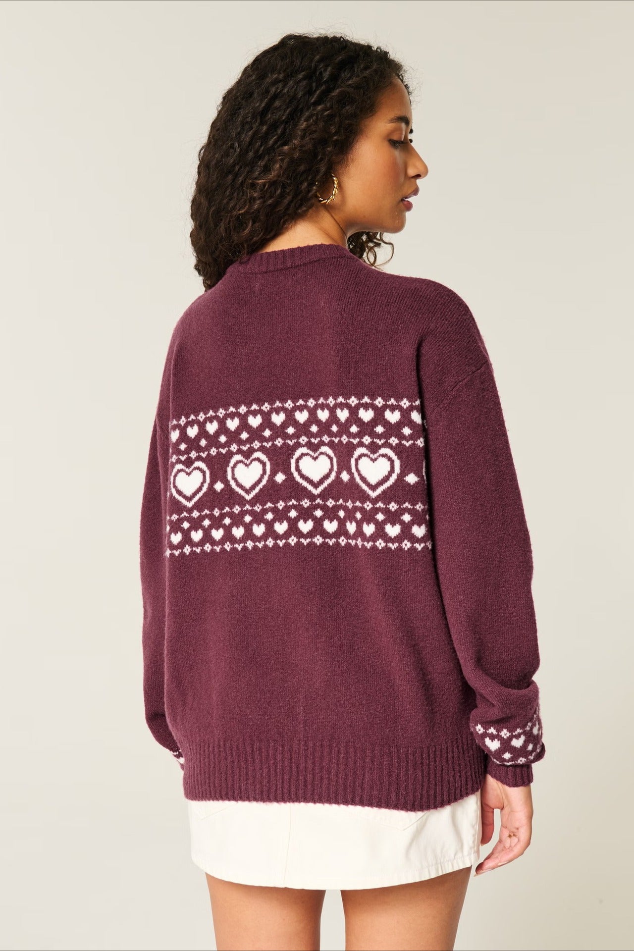 PrincessAce Heart Fair Isle Striped Knit Sweater for Comfort
