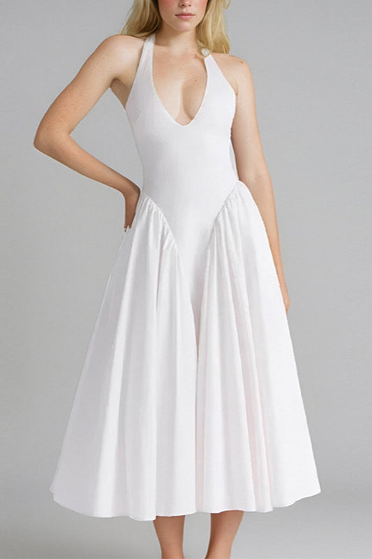 Halter Solid Bodycon Backless Party Dress