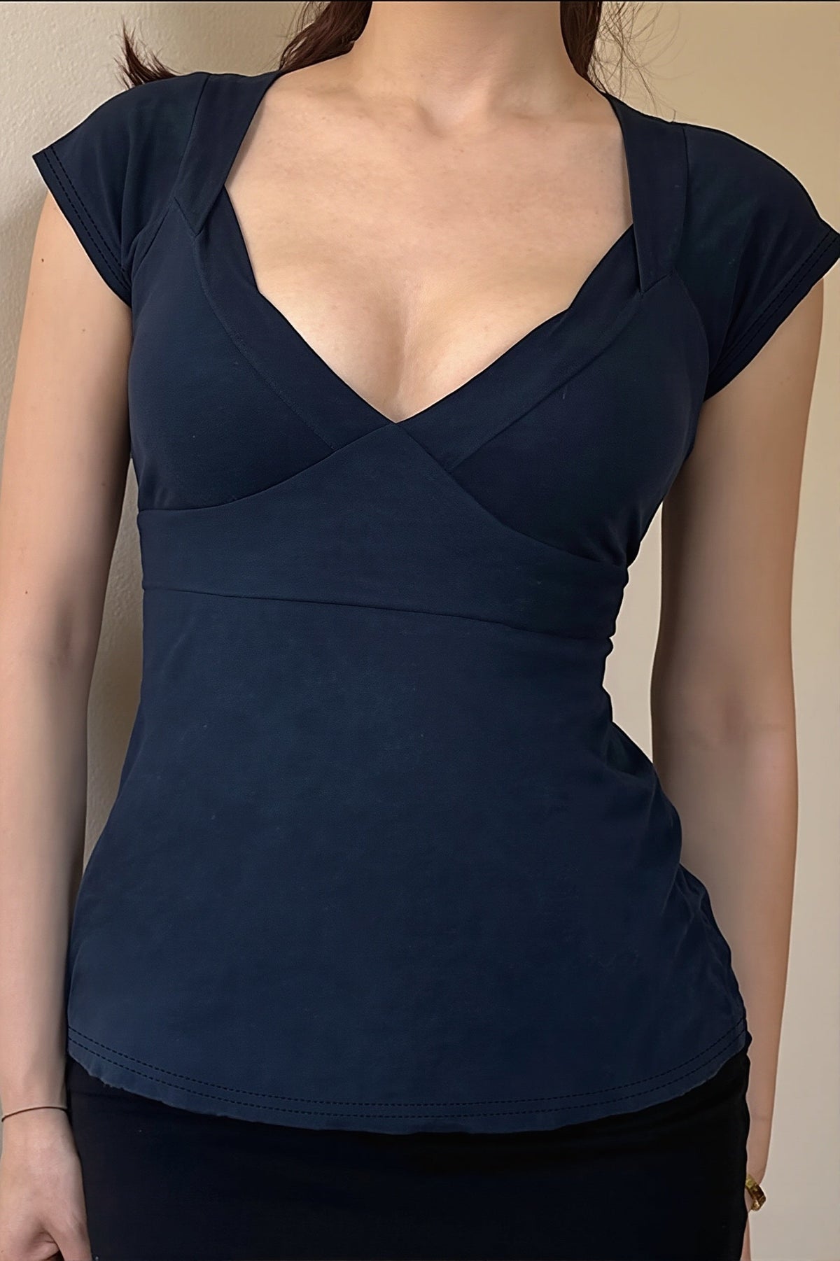 Ruched Sweetheart Neck Tie Blouse