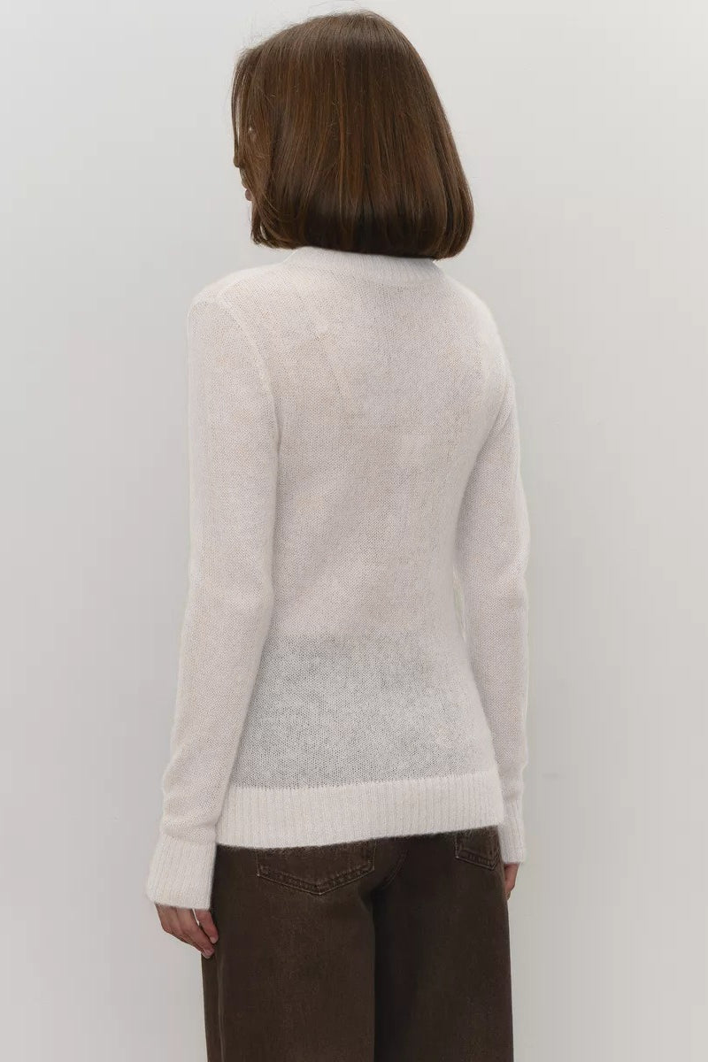 Sheer Blend Round Neck Knit Top 4