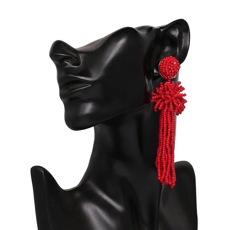 Millet Beaded Tassel Earrings