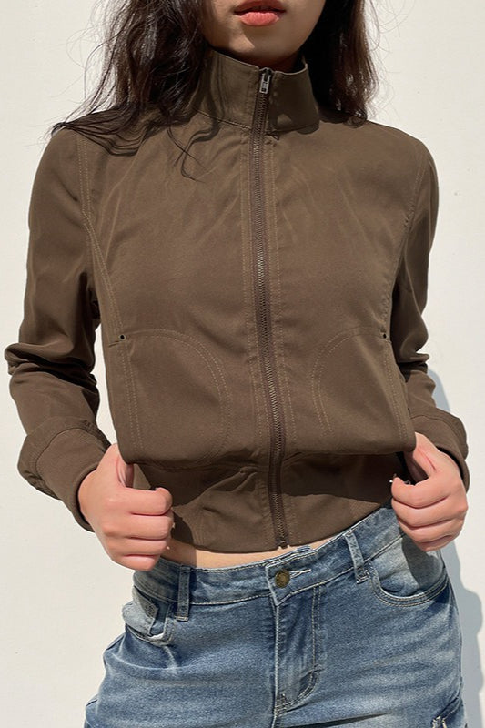 Waist Cinch Pocket Zip Jacket